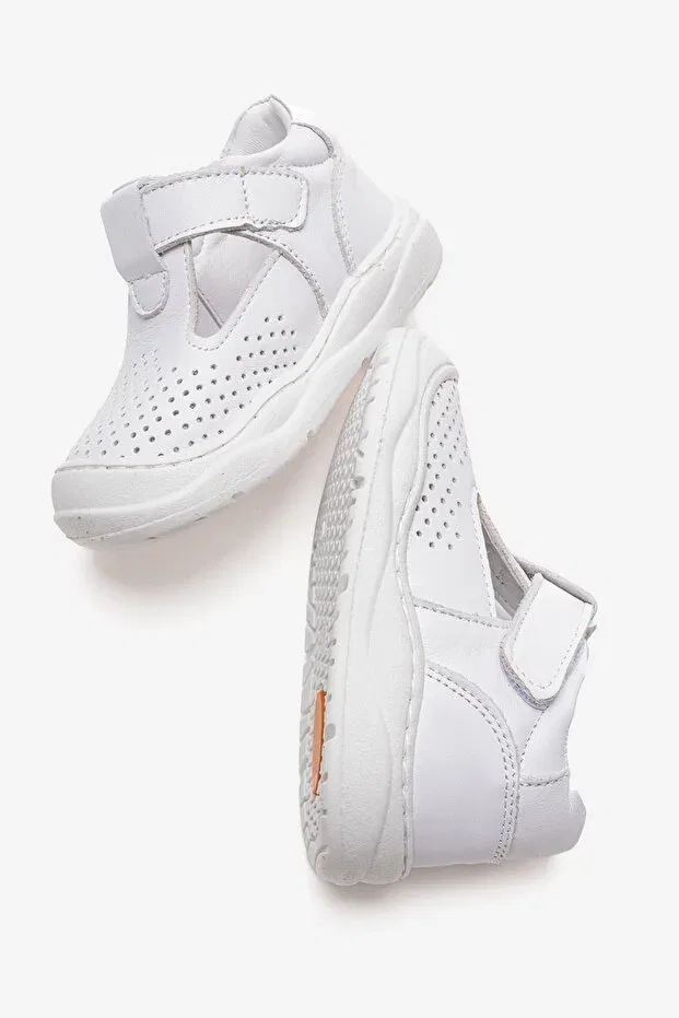 Детские кроссовки для ходьбы из натуральной кожи Mnpc, White — фото 4