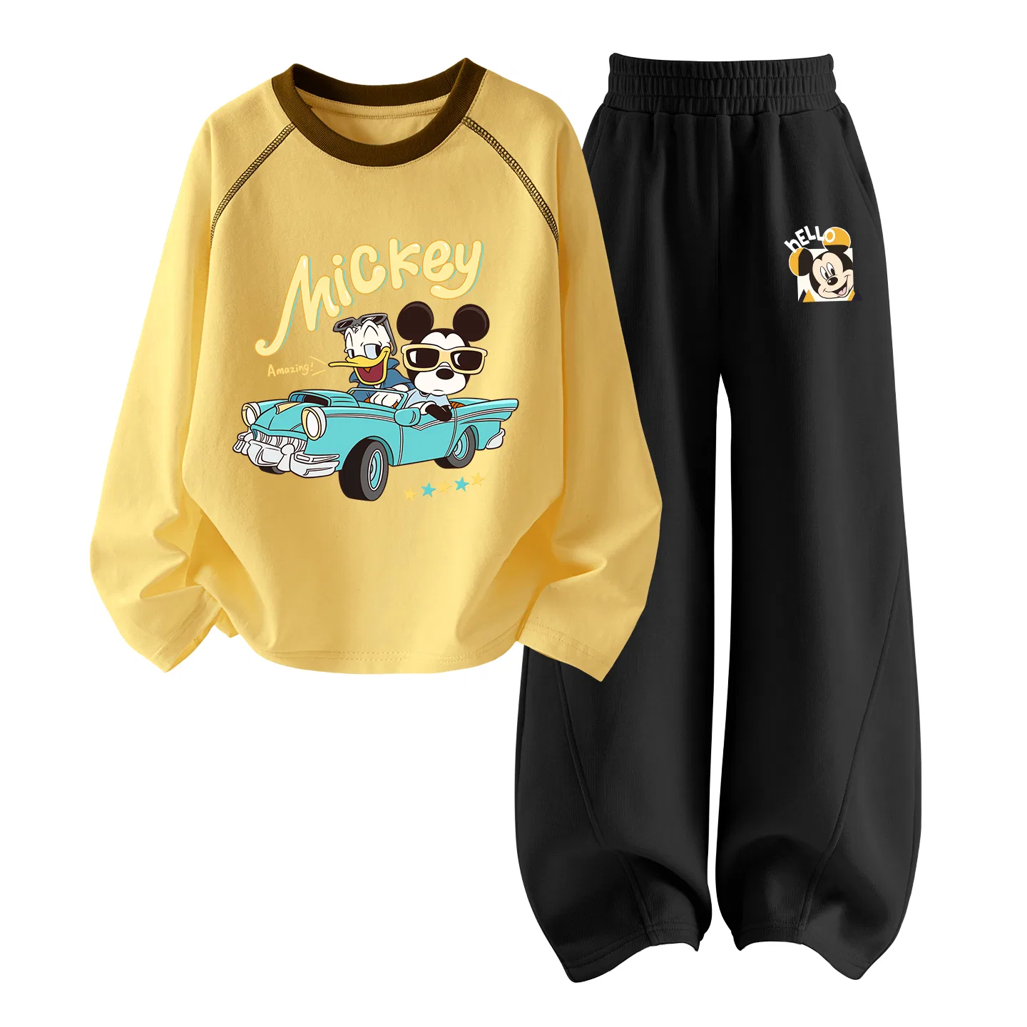 Детский спортивный костюм с принтом Disney, Ди Хайуэй Чиз Йеллоу+Ди Ми Ку Блэк