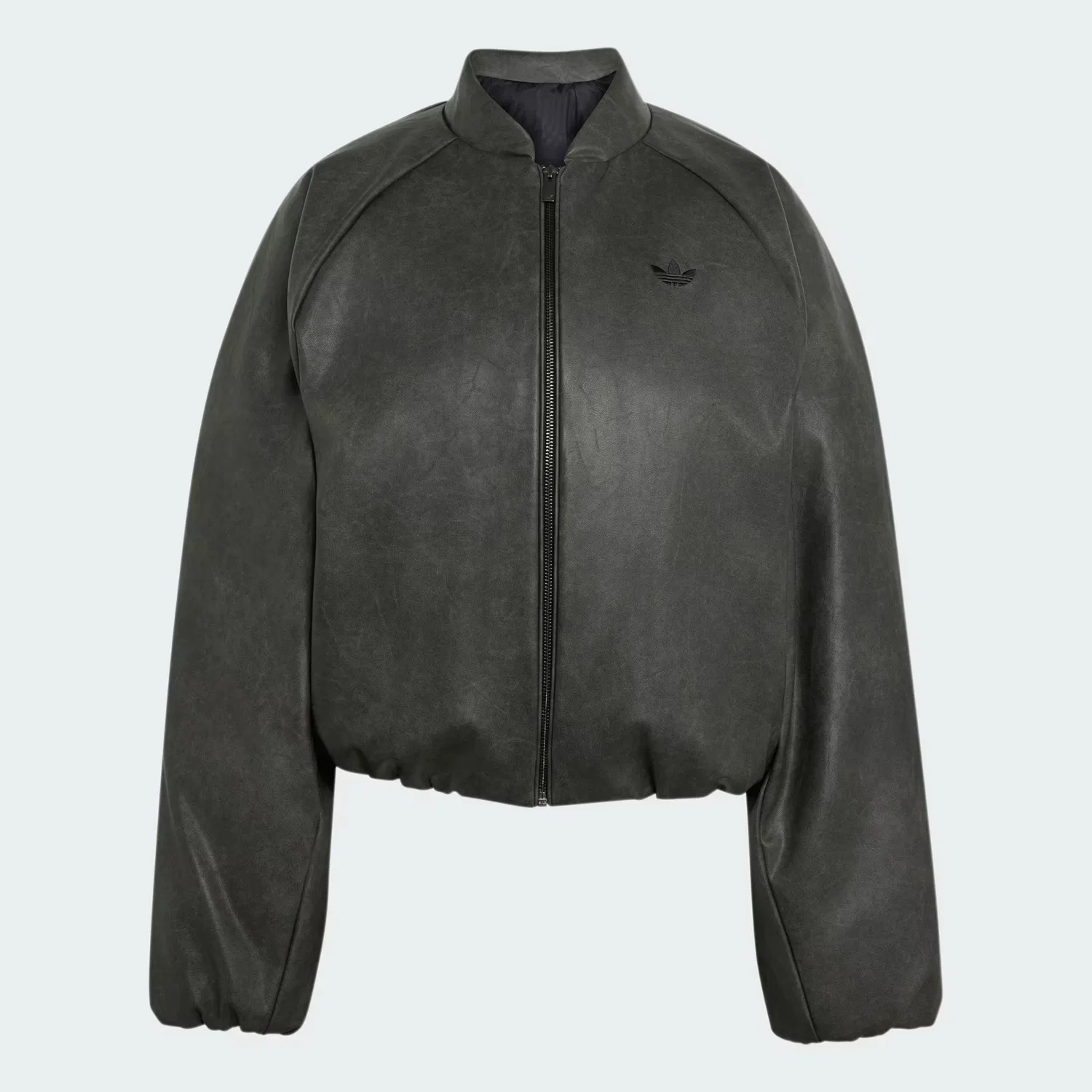 Женская укороченная куртка из экокожи SST Cropped Adidas Originals, черный — фото 4