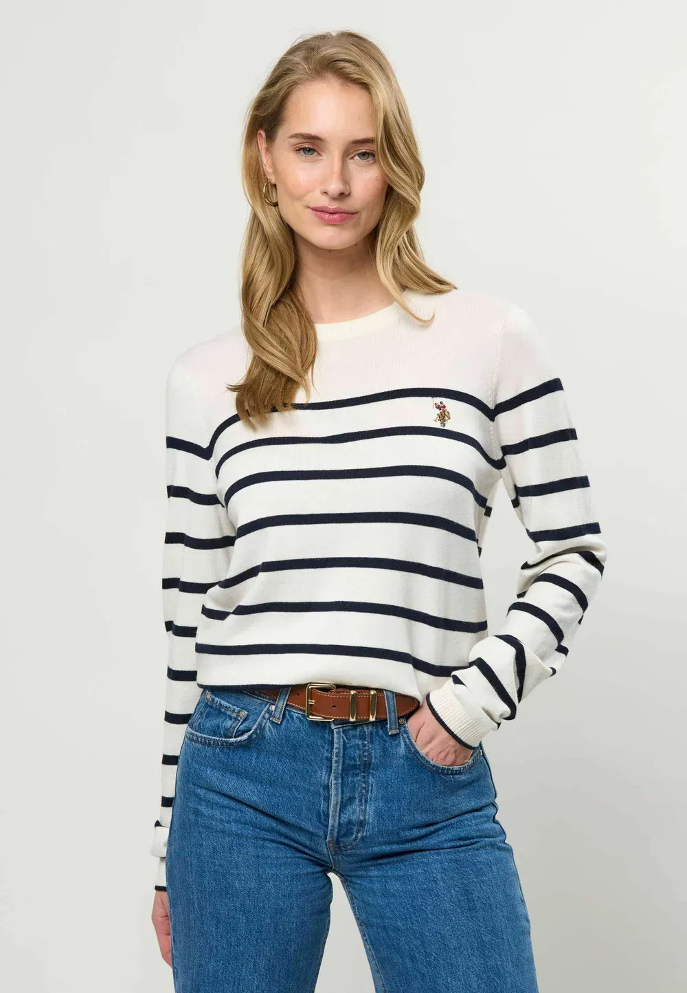 Джемпер Uwlilwan с круглым вырезом U.S. Polo Assn., Cloud Dancer