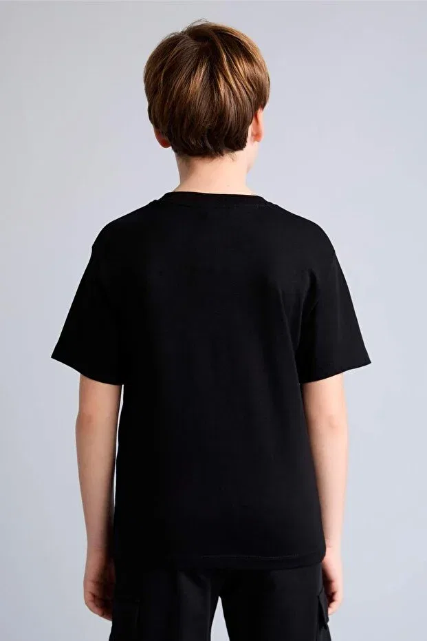 Детская футболка с принтом для мальчиков Defacto, Black-Bk81 — фото 4