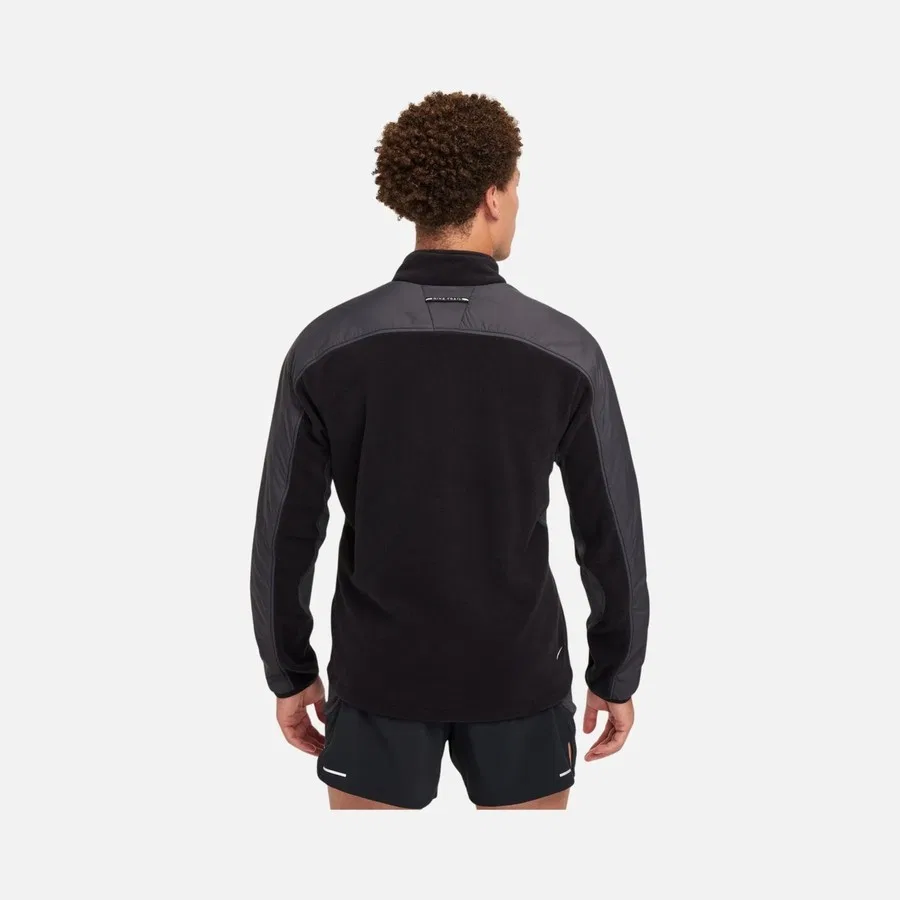 Мужская водонепроницаемая флисовая кофта с принтом Trail Polartec 1/4-Zip Fleece Running Long-Sleeve Nike, Черный — фото 3