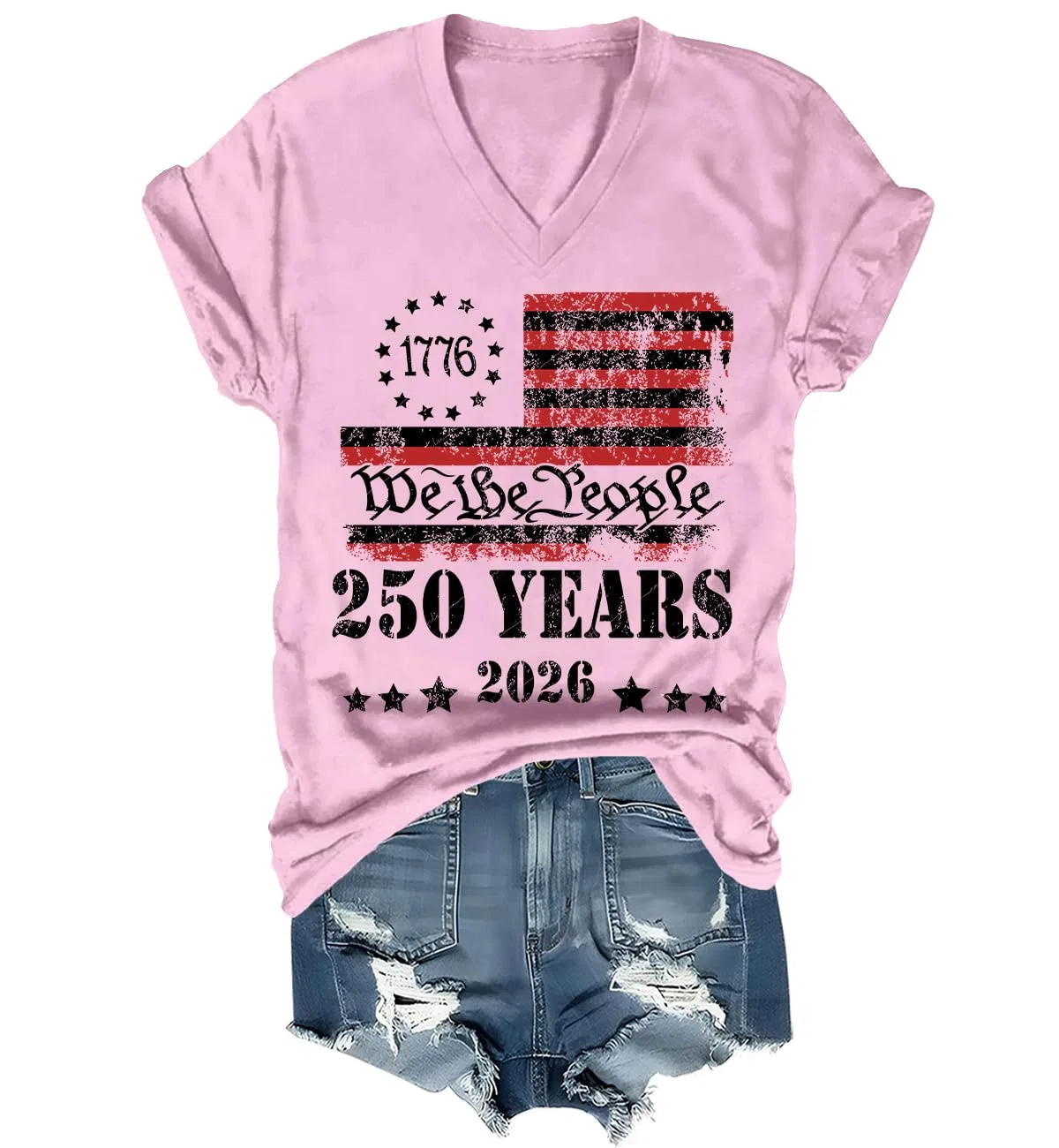 Женская футболка с принтом 250 Anniversary USA Shirt Vintage America Independence Day We The People 250th Anniversary Shirt, Pink
