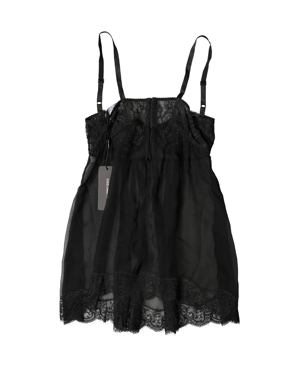 Женский топ-борцовка на бретелях из кружева с цветочным узором Lingerie Top Dolce & Gabbana, Black — фото 4