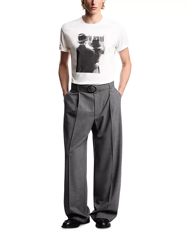 Мужская футболка с принтом Icon Graphic Logo T-Shirt Emporio Armani, кремовый — фото 2
