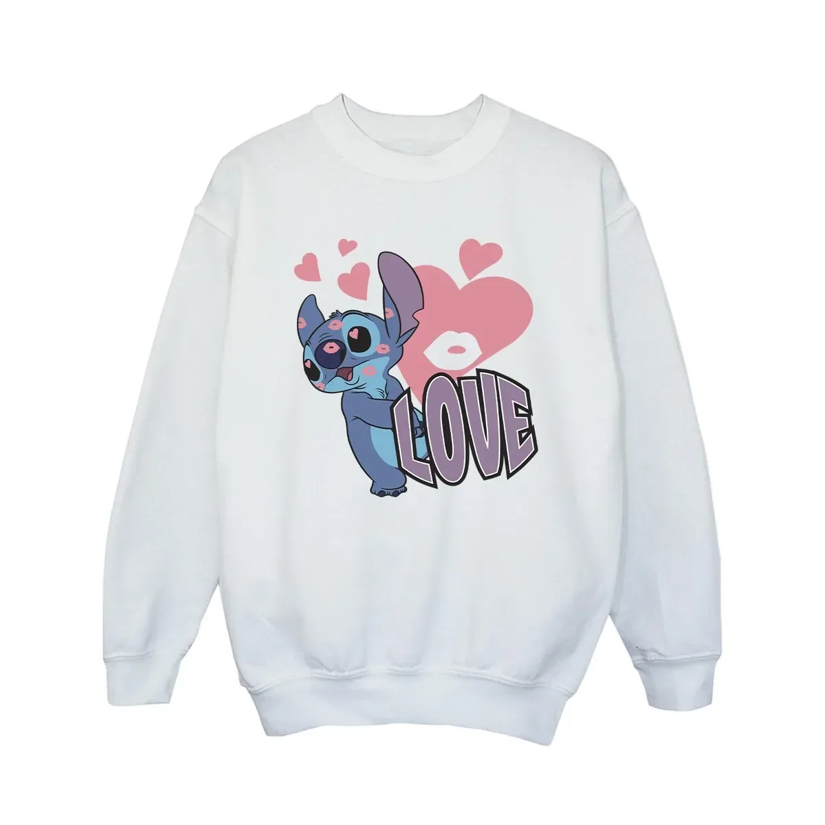 Детский свитшот с принтом Love Hearts Lilo & Stitch, White — фото 2