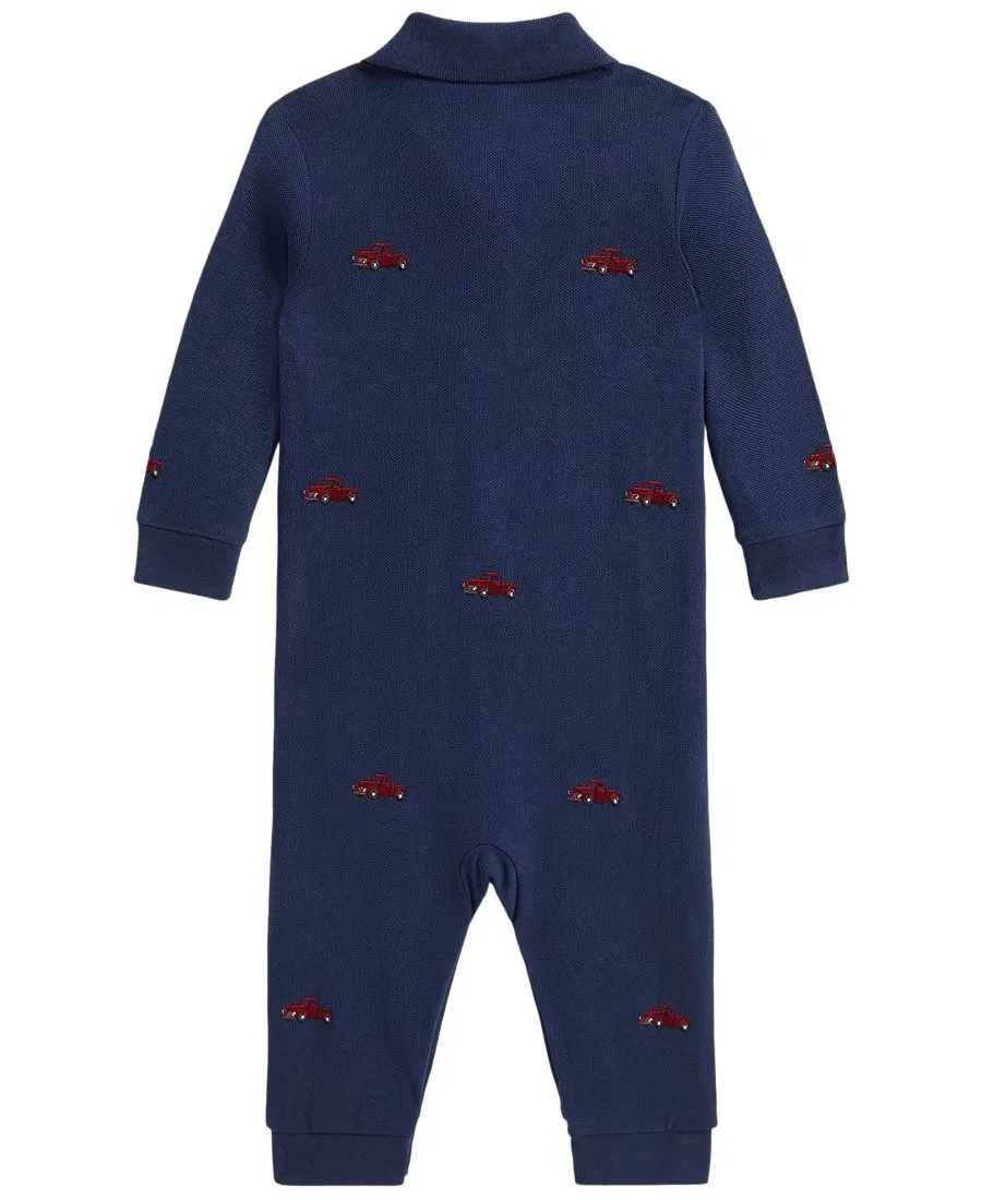 Боди-комбинезон с длинным рукавом, с вышивкой грузовиков Polo Ralph Lauren, Rustic Navy — фото 2
