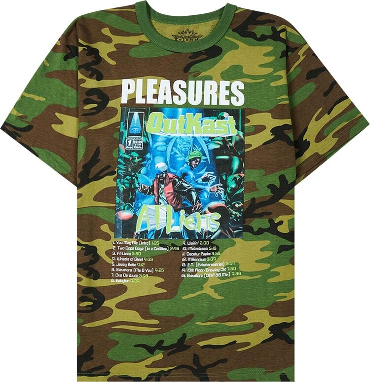 

Футболка Pleasures Atliens T-Shirt 'Camo', зеленый