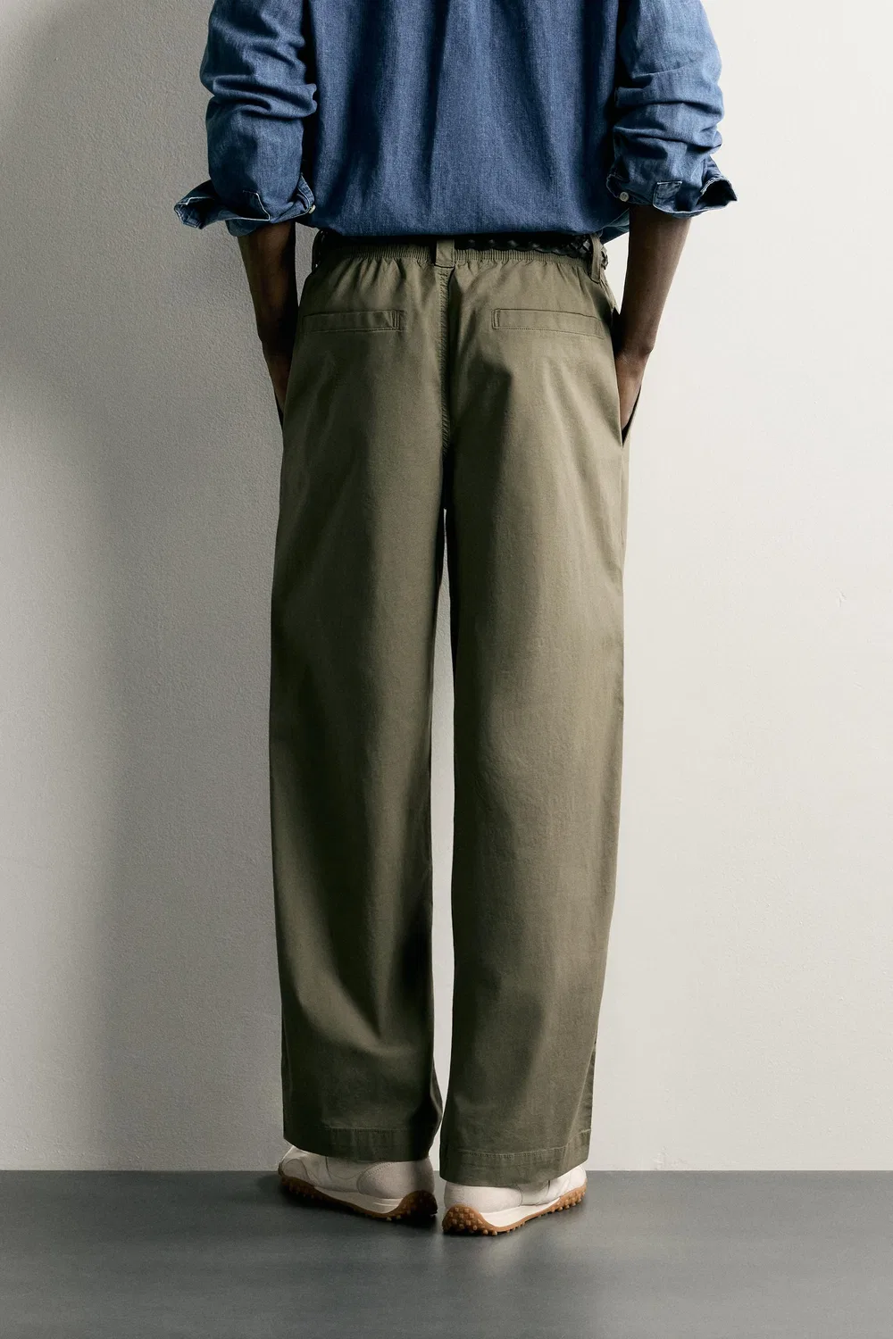 Свободные плиссированные брюки ZARA, Khaki — фото 3