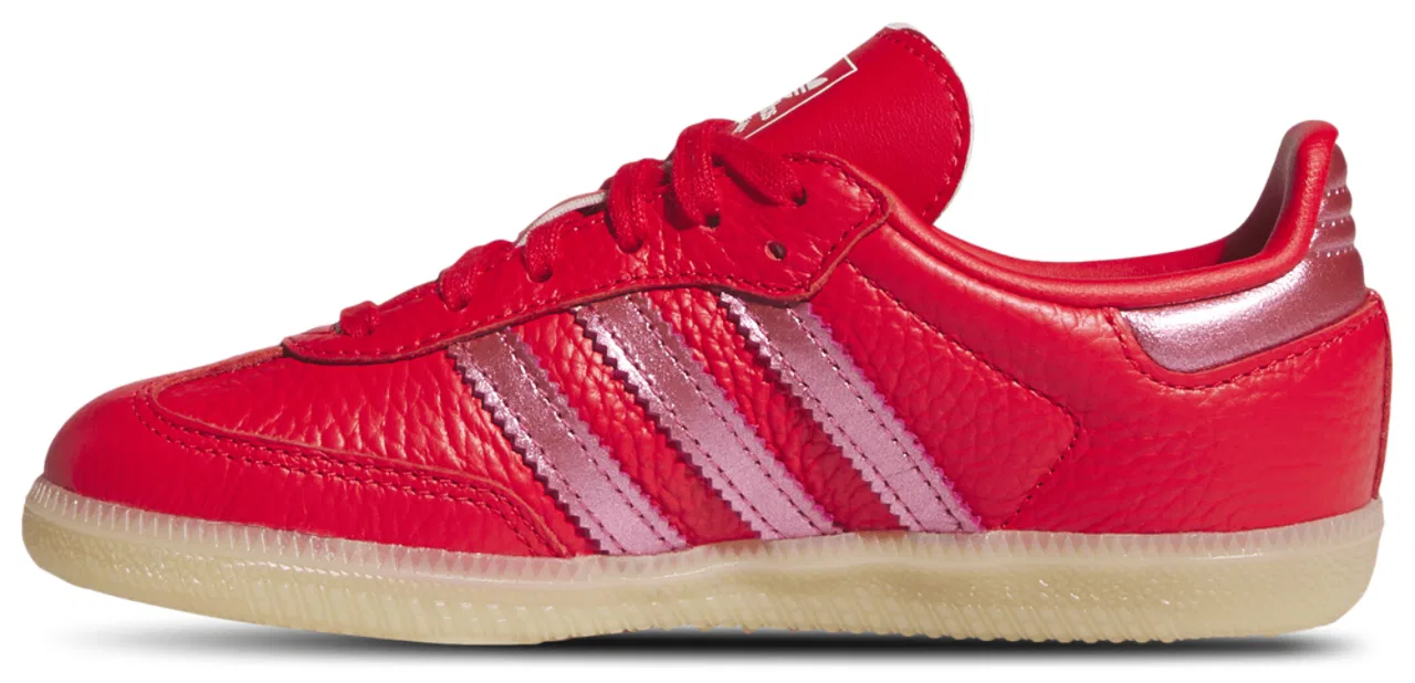 Кроссовки для девочек Samba Adidas, цвет White/Metallic Red/Gum — фото 2