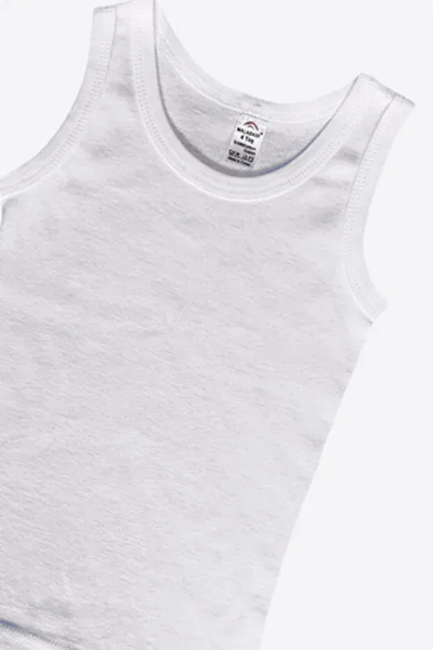 Детское для мальчиков майка-борцовка хлопковая 6-pack Malabadi, White — фото 2