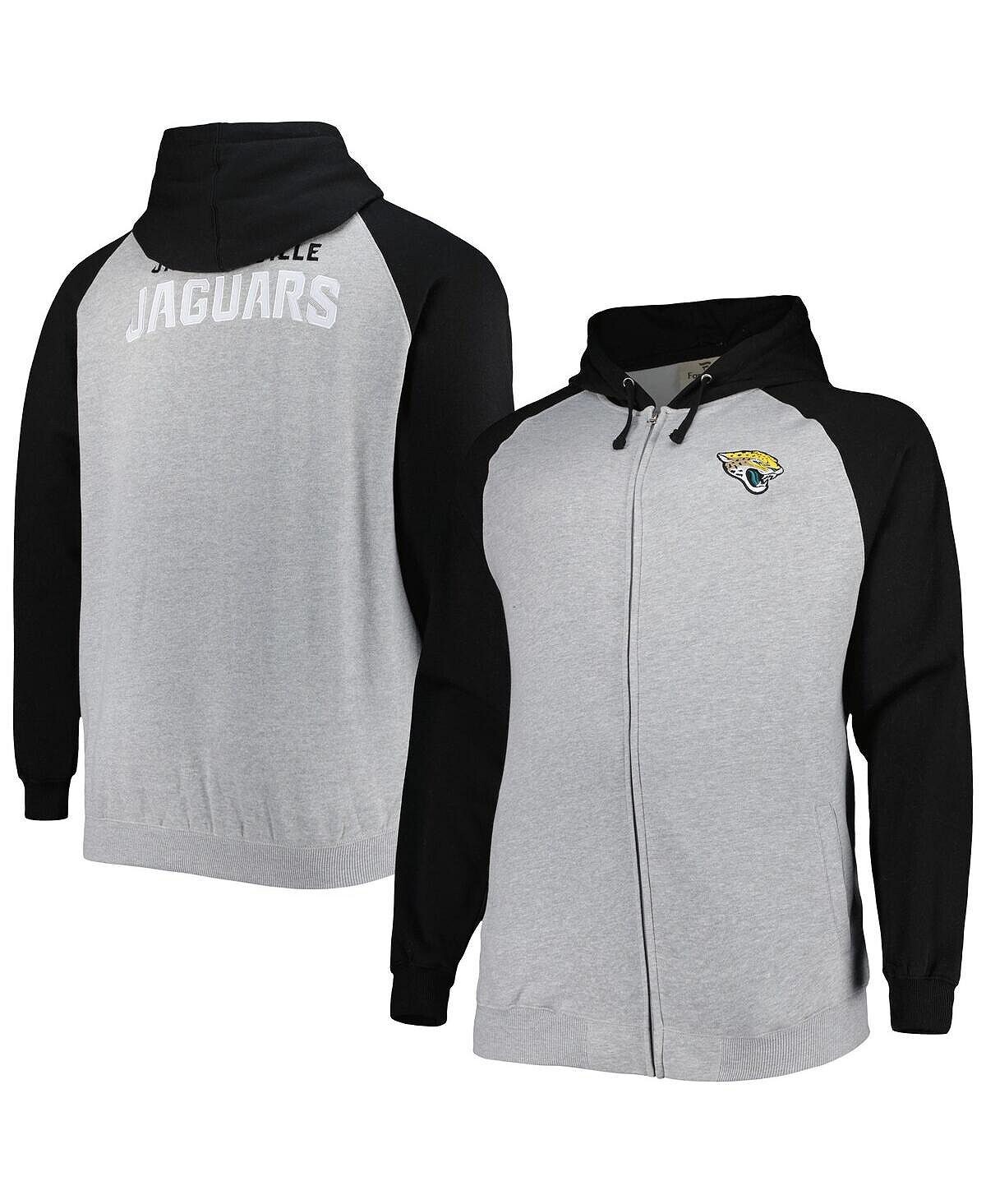 

Мужская куртка heather grey jacksonville jaguars big and tall fleece raglan с капюшоном и молнией во всю длину Profile, мульти