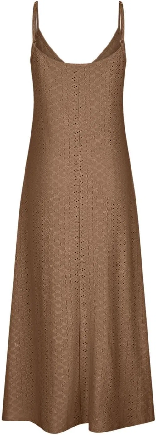 Женское летнее макси-платье с петал-рукавами Eyelet Dress, Khaki — фото 4