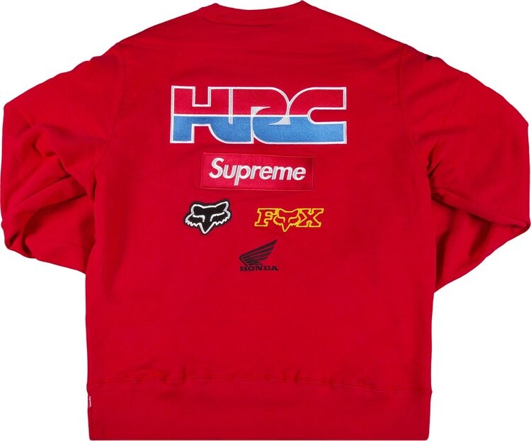 Толстовка Supreme x Honda Fox Racing Crewneck 'Red', красный — фото 3