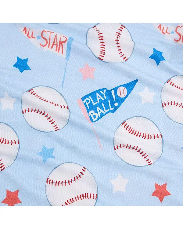 Детский комбинезон с принтом Play Ball Convertible One Piece Coverall Footie Posh Peanut, синий — фото 4