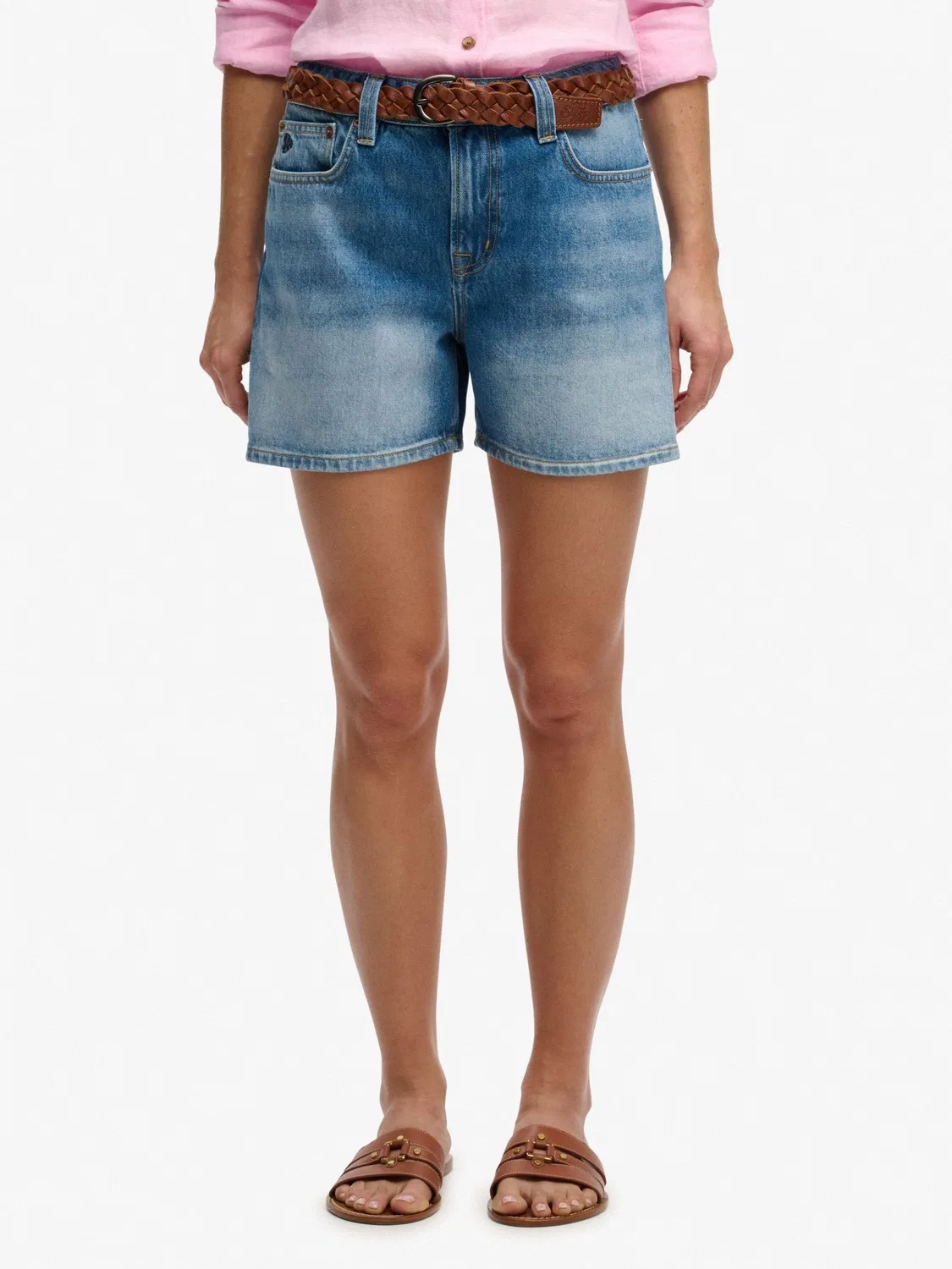Шорты джинсовые Superdry Mid Rise, Mid Wash — фото 2