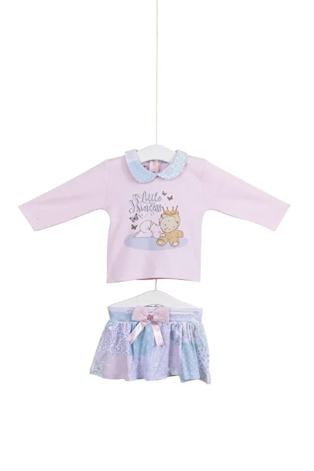 Детский комплект для девочек хлопковый Princess Skirt Set Aziz Bebe, Pink — фото 3