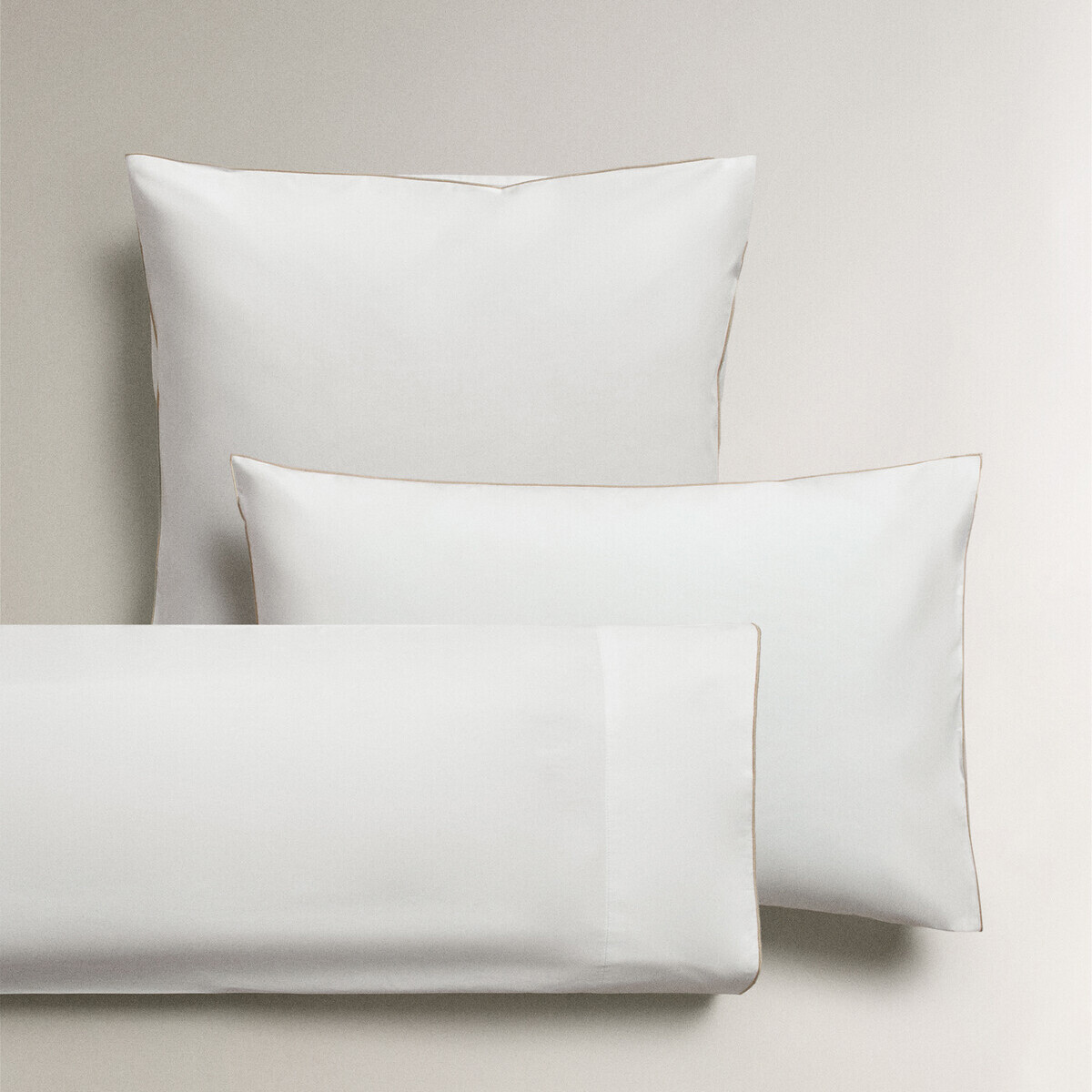 

Наволочка Zara Home Cotton Percale, 300 г/м², светло-бежевый