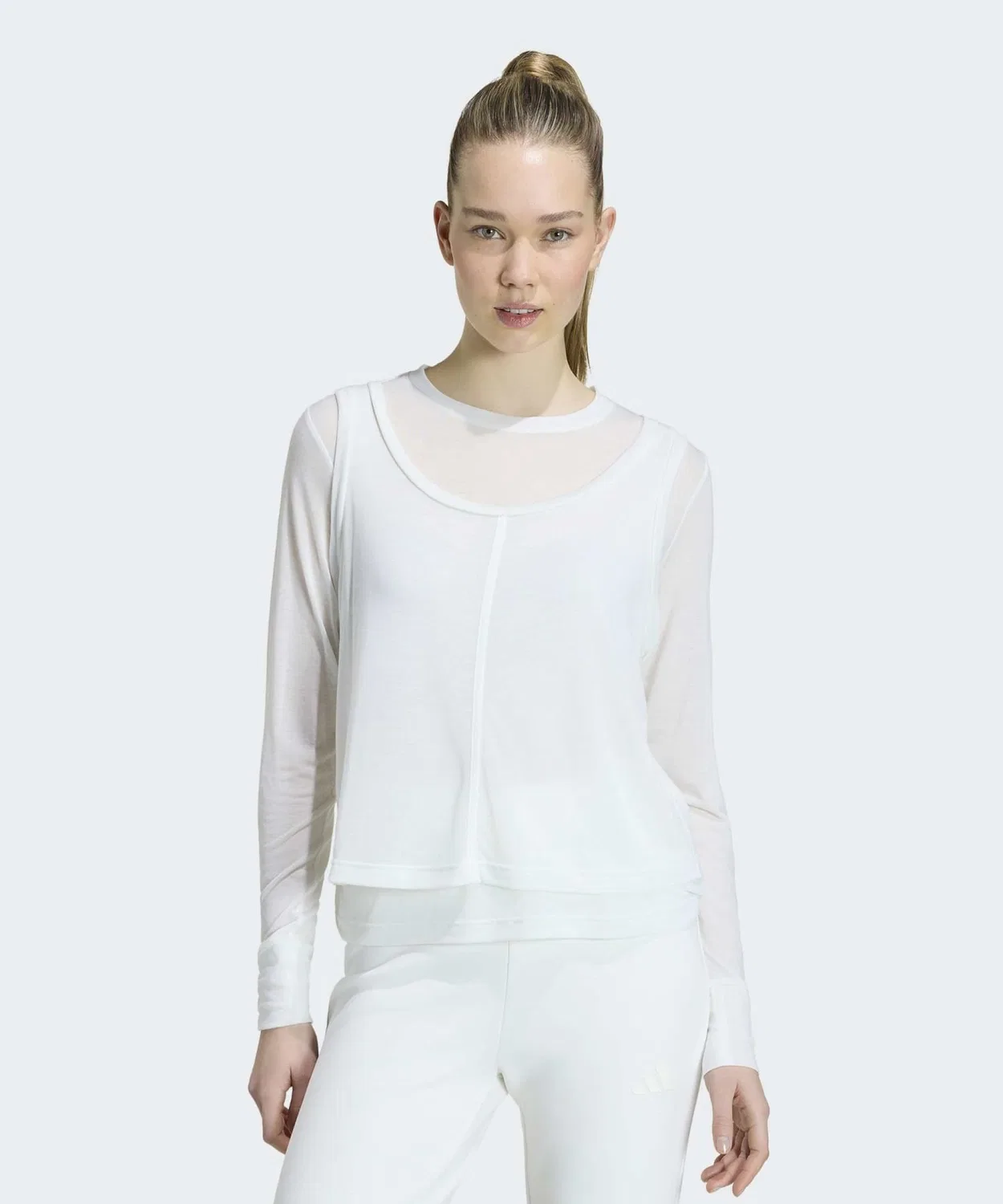 Женский топ с длинным рукавоми слоями SOFT LUX Adidas, Белый