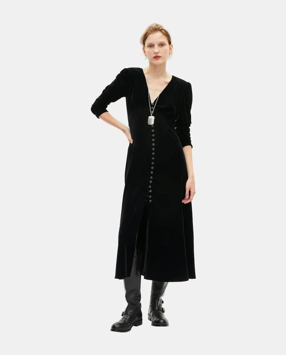 

Длинное бархатное платье The Kooples, черный