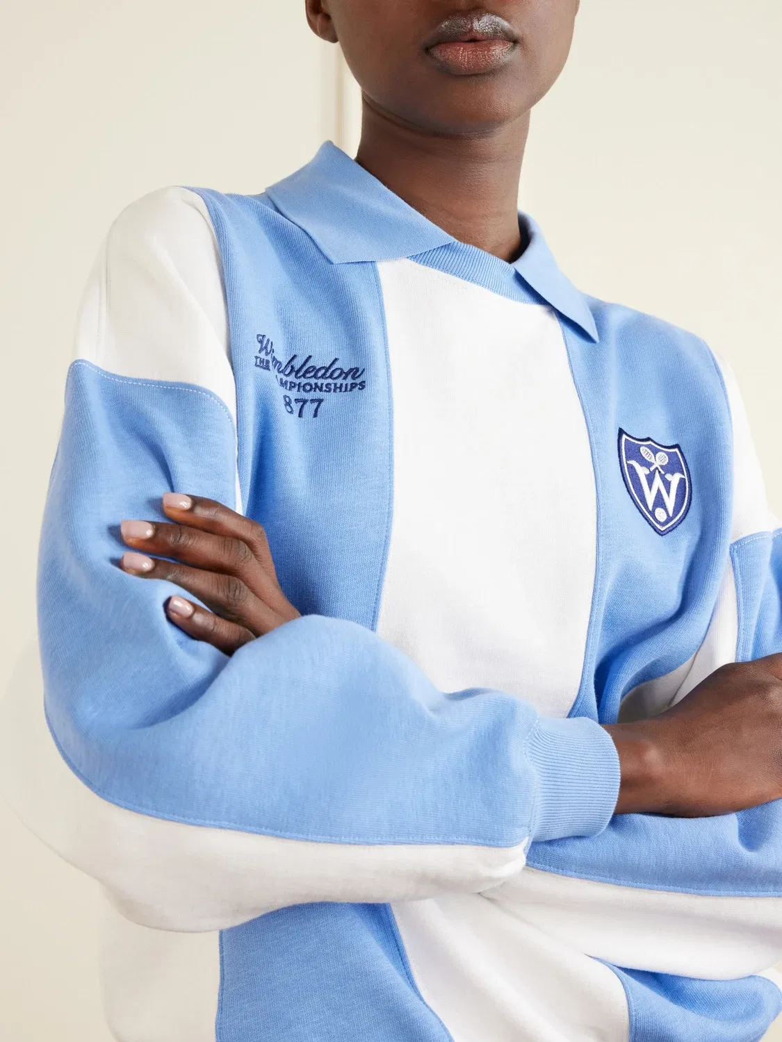 Хлопковый свитер с вышивкой-логотипом Wimbledon POLO RALPH LAUREN, синий — фото 4
