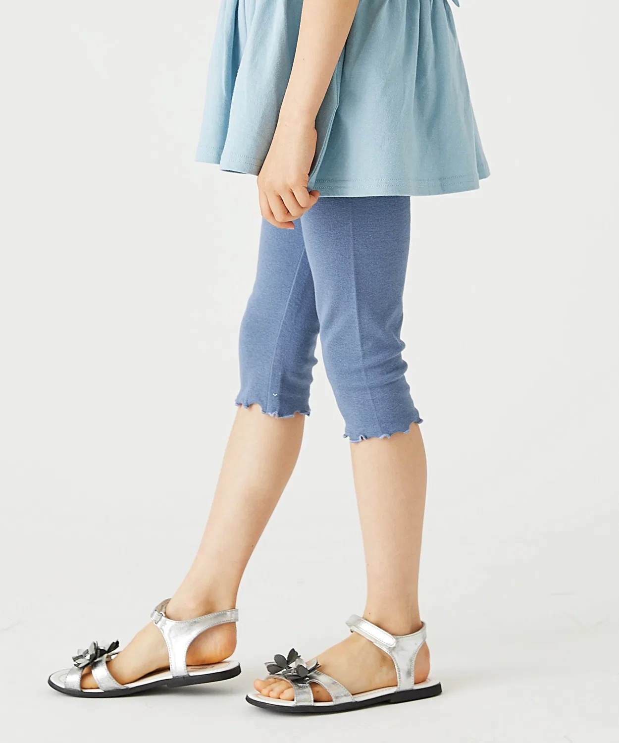 Леггинсы 6/8 длины с рюшами ever closet, хлопок 95%, синий