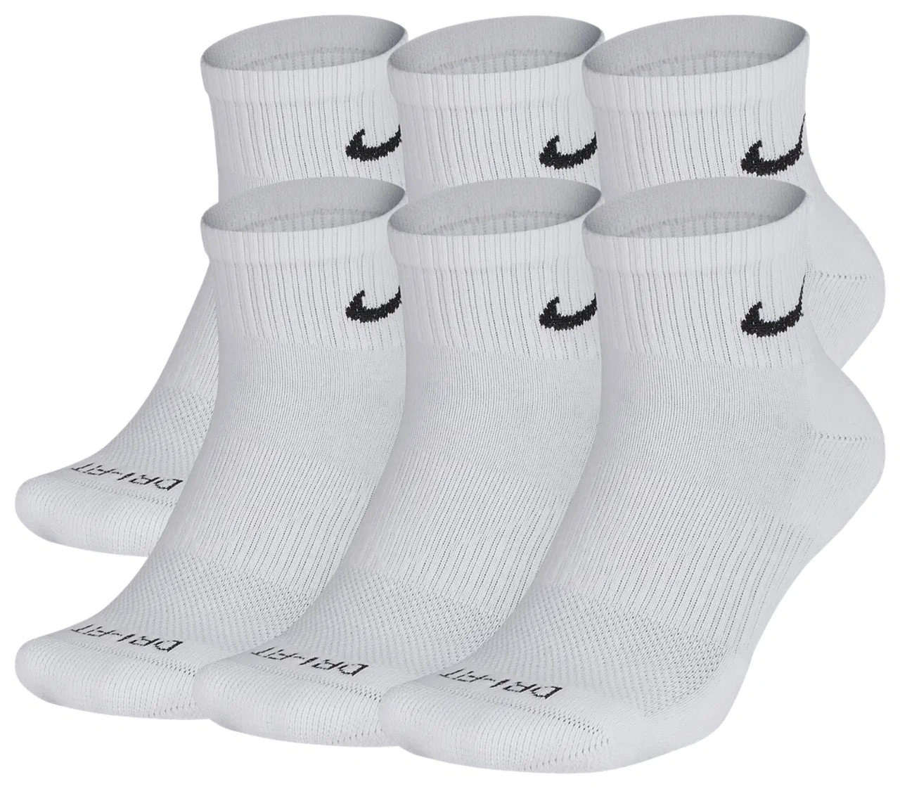 Носки для мужчин 6 Pack Dri-FIT Plus Quarter Nike, белый/черный — фото 2