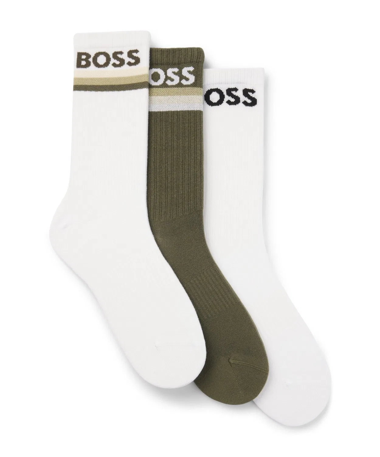 Мужские носки с логотипом, комплект из 3 пар BOSS, Khaki — фото 2