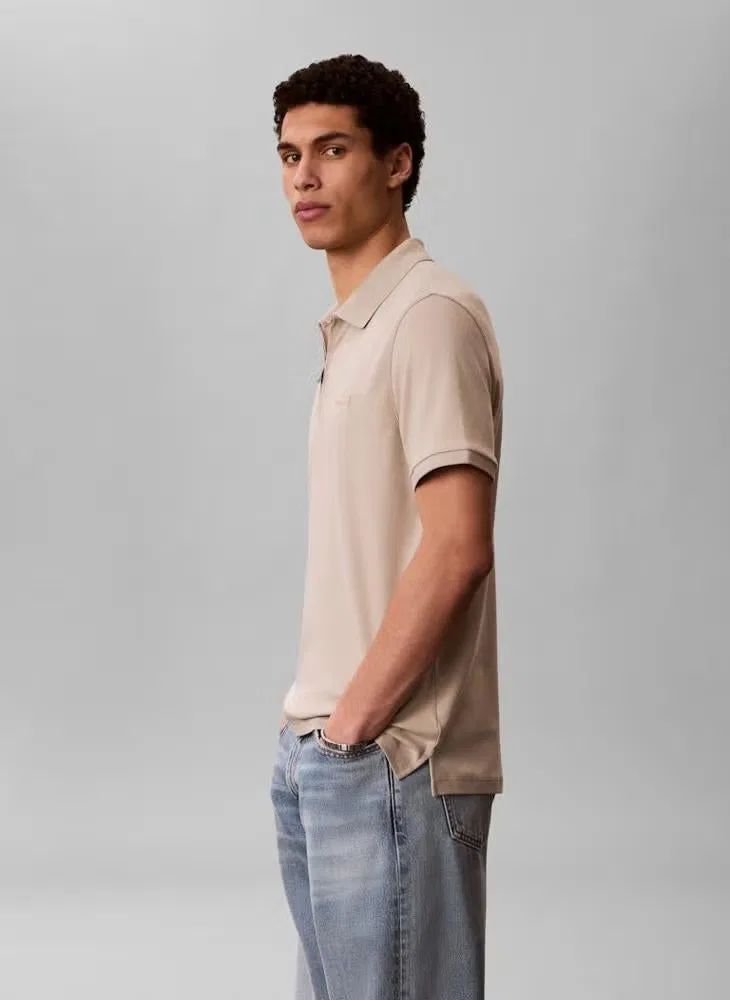 Поло с застежкой-молнией Slim Calvin Klein, бежевый — фото 3