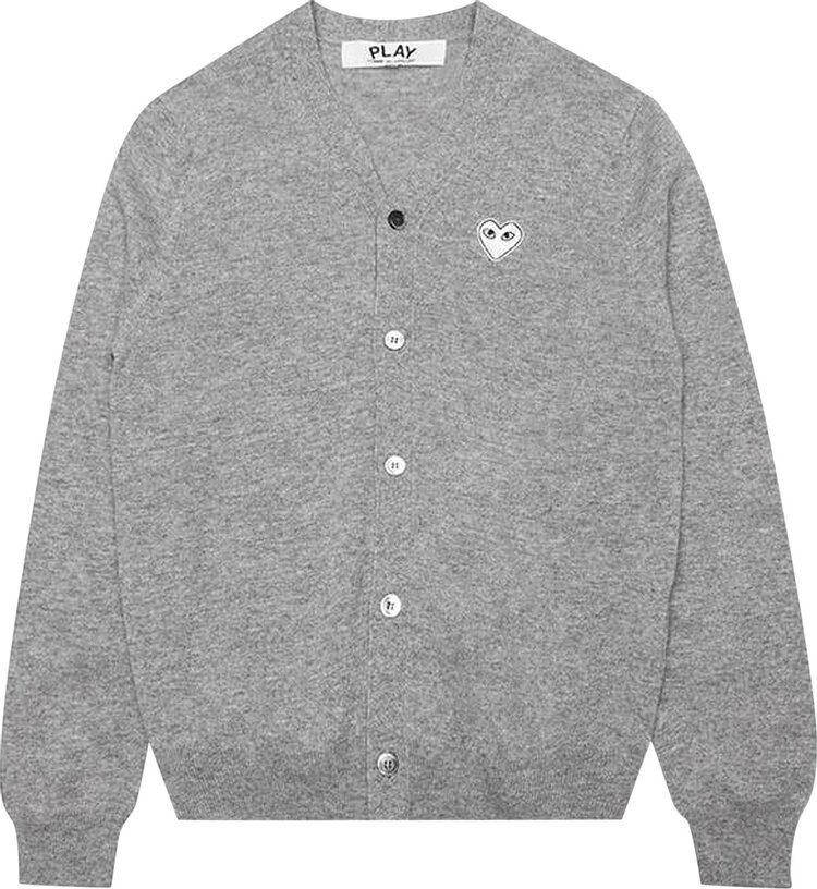 Кардиган Comme des Garçons PLAY Woven V-Neck Cardigan 'Grey', серый — фото 2
