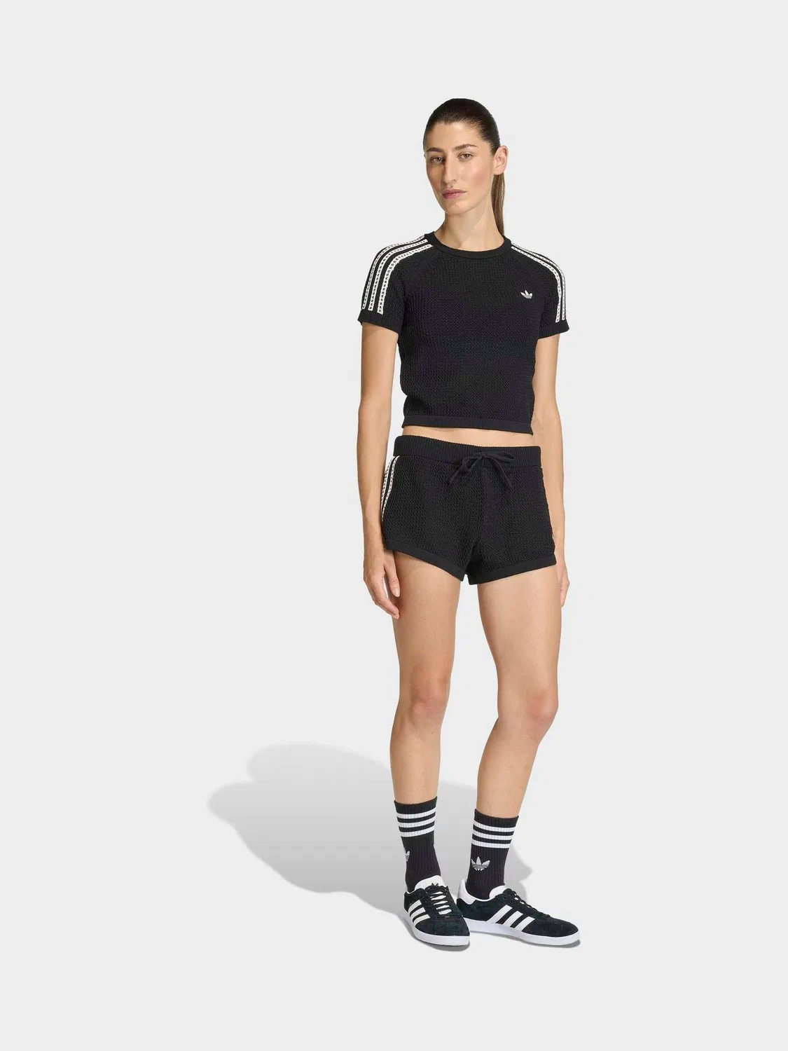 Футболка с вязаным кружевом, Cali Tee, adidas Originals, черный — фото 3