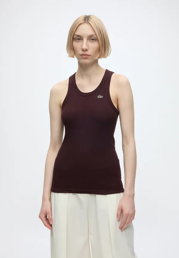 Топ Lacoste Ребристый, Однотонный, Белый