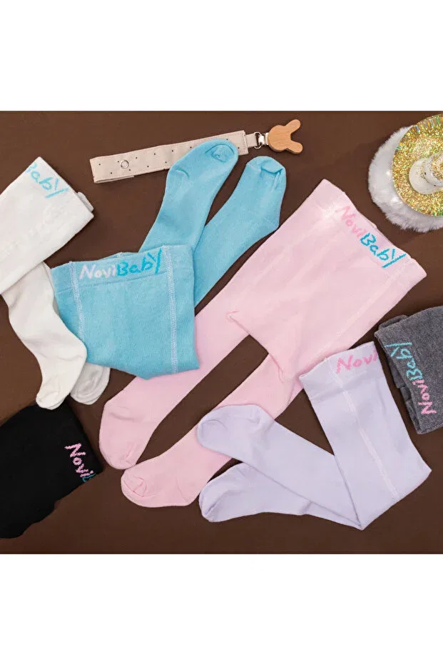 Детские колготки хлопковые набор 4 шт Basics Novibaby, Blue — фото 4