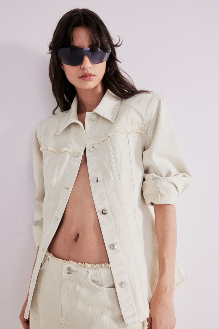 

Джинсовая куртка с подплечниками H&M, бежевый