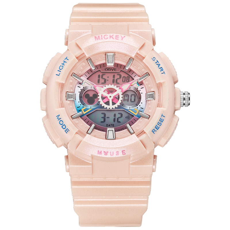 

Disney Часы Electronic+Quartz Movement TPU Strap Watch Women's Watch White Dial, Grapefruit Pink