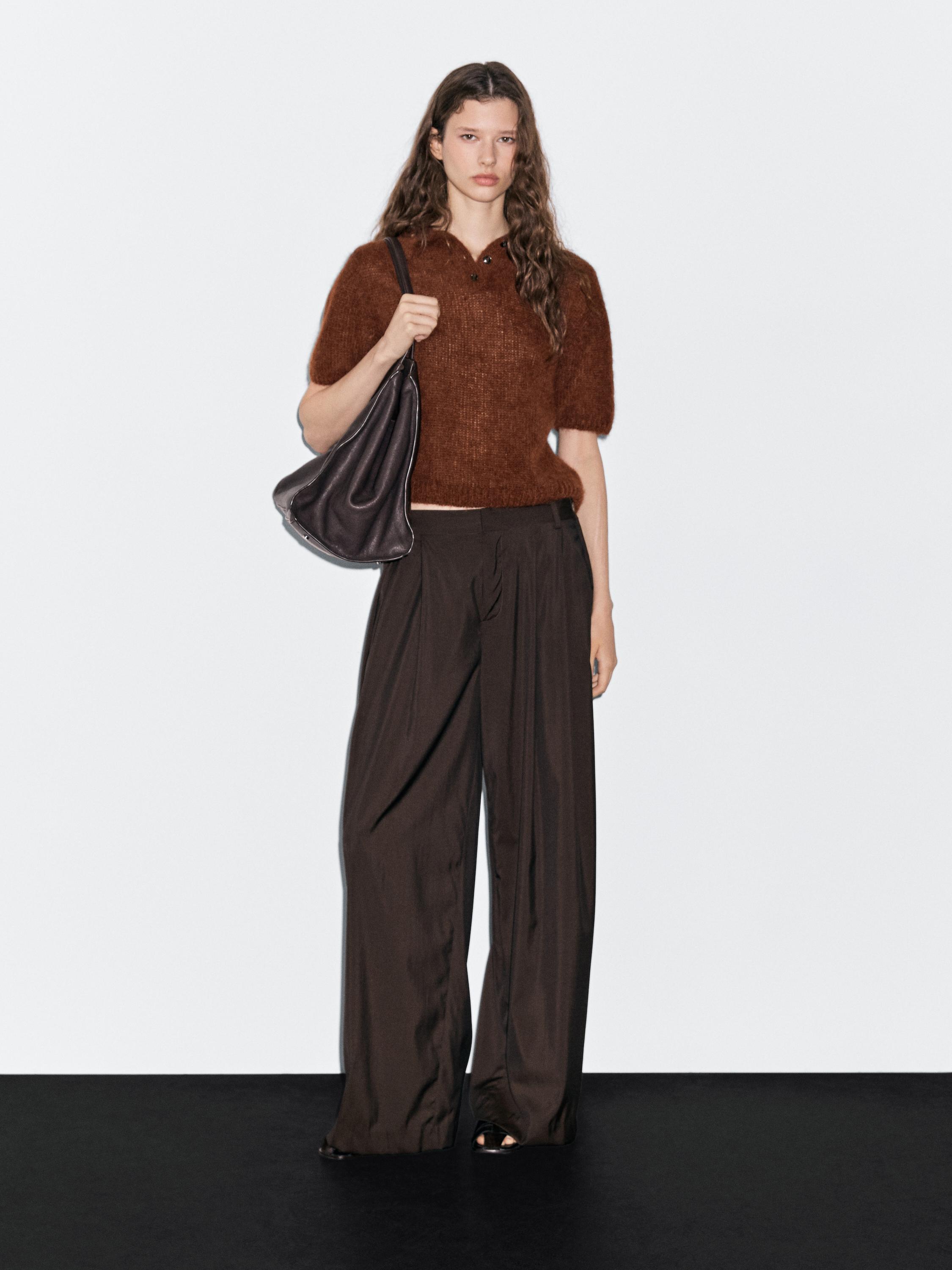 

Джемпер-Поло из смеси альпаки Massimo Dutti, Russet