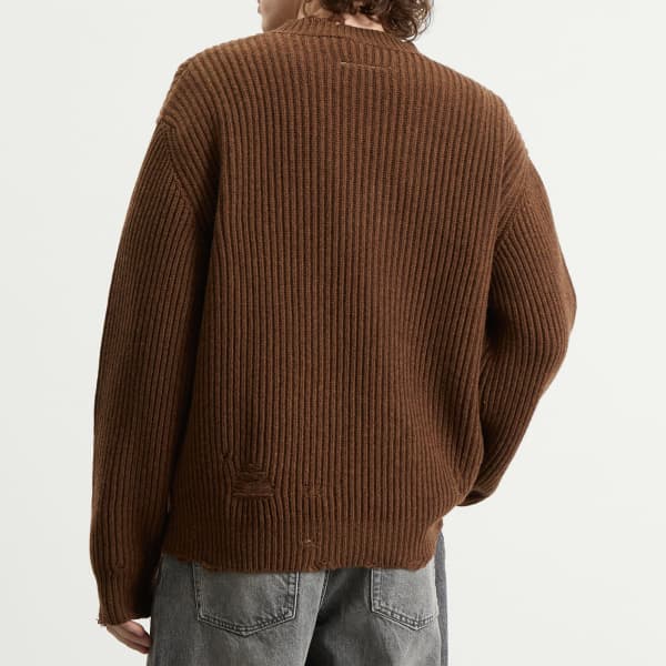 Джемпер с V-образным вырезом из шерстяной смеси Mm6 Maison Margiela, коричневый melange — фото 3