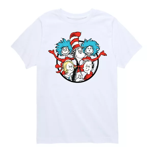 

Мальчики 8-20 лет футболка с принтом "Кот в шляпе" Dr Seuss Licensed Character, белый
