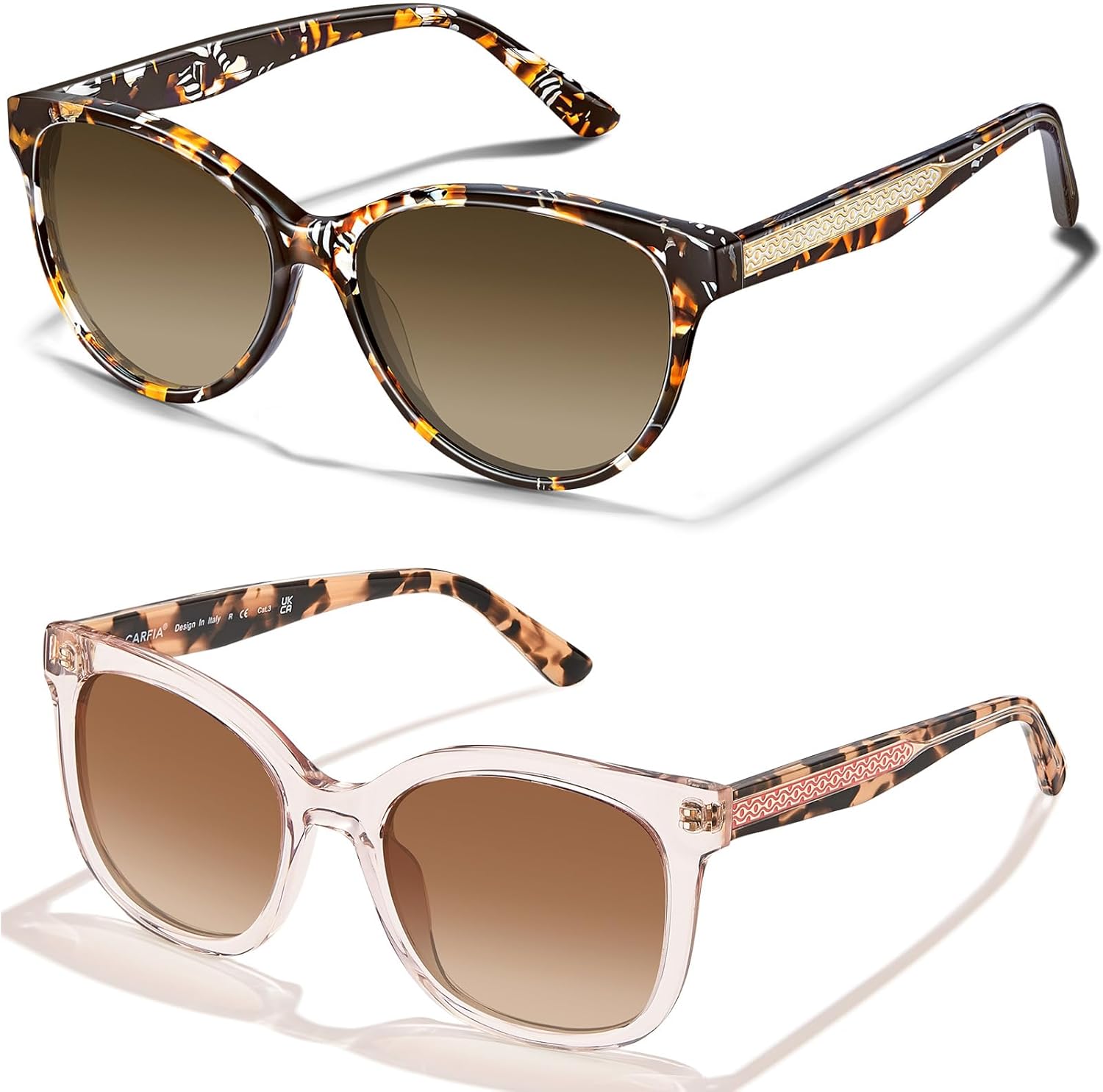 

Женские поляризованные солнцезащитные очки CARFIA «Кошачий глаз» из ацетата, розовые, с защитой от УФ-излучения, в стиле ретро, ​​с рельефным узором и проволочным каркасом