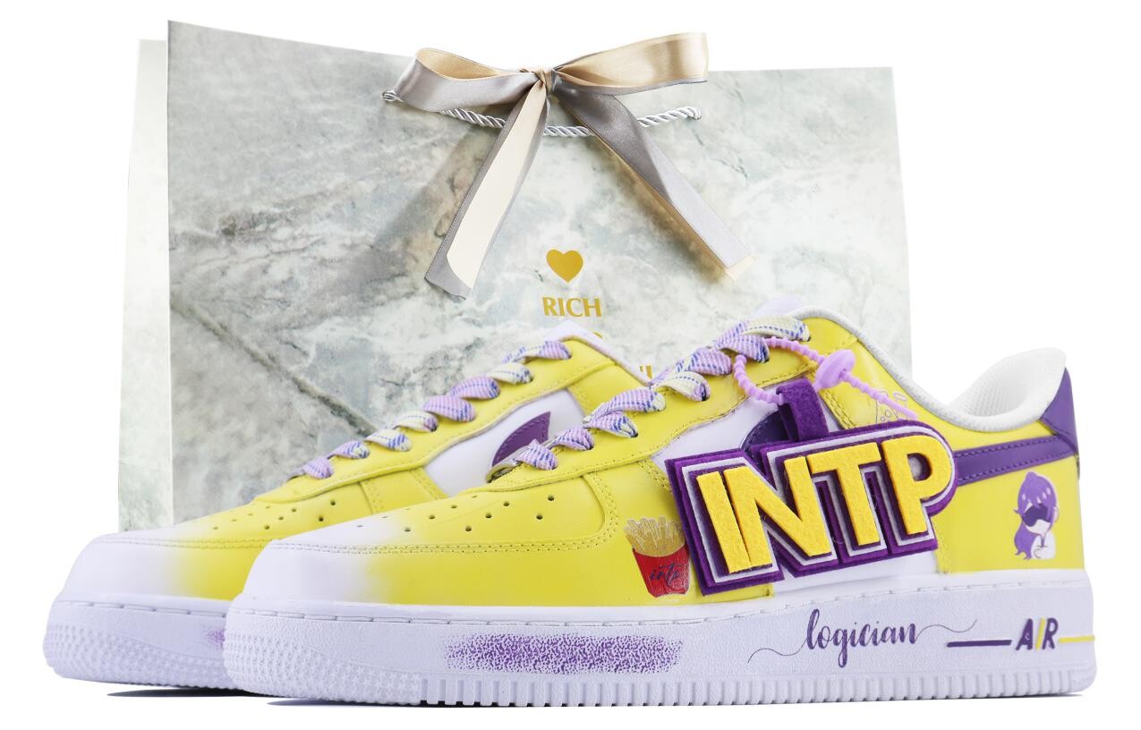 

Кроссовки Nike Air Force 1 Skateboarding Shoes Women's Low-top Purple/Yellow, белый