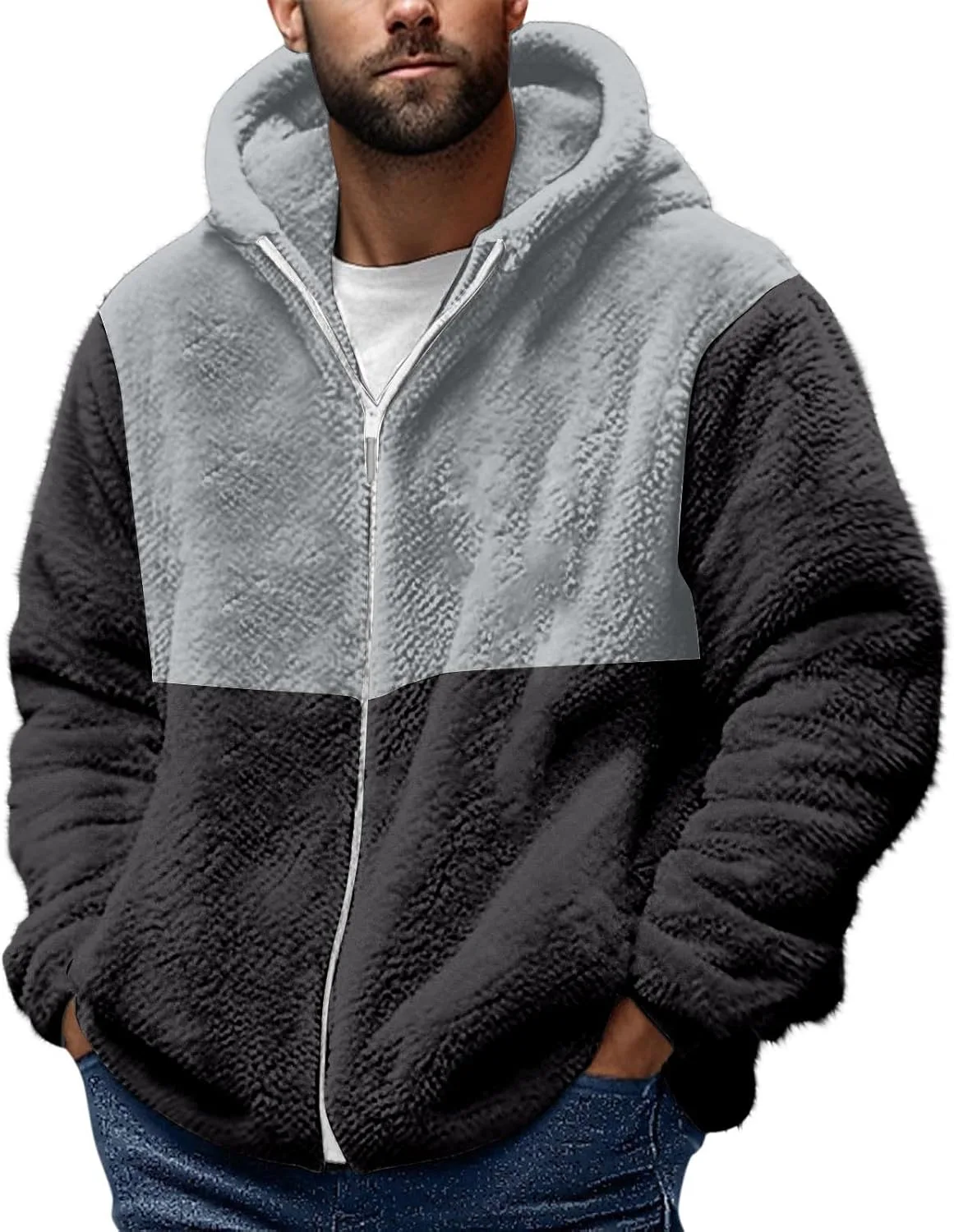 

Теплый худи с капюшоном V-образным вырезом для мужчин