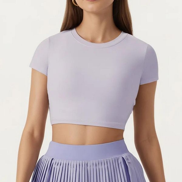 

Женский укороченный топ с короткими рукавами, открытой спиной и эластичной посадкой Anna-Kaci, Purple