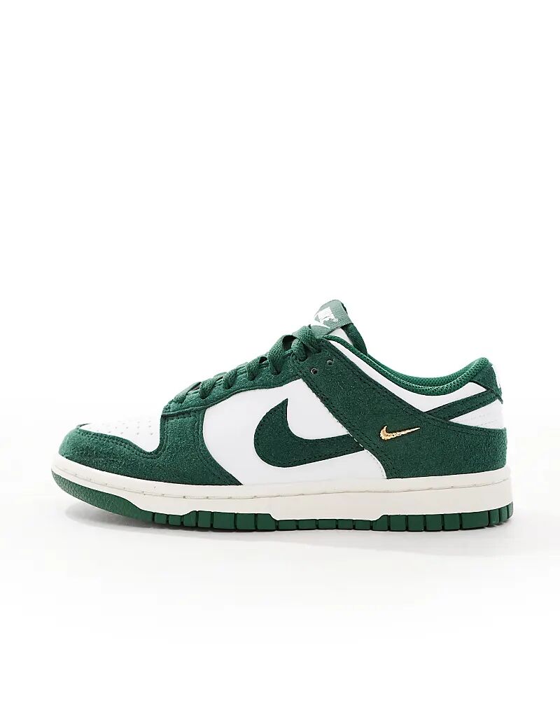 Кроссовки Nike Dunk Low белого и зеленого цветов — фото 2