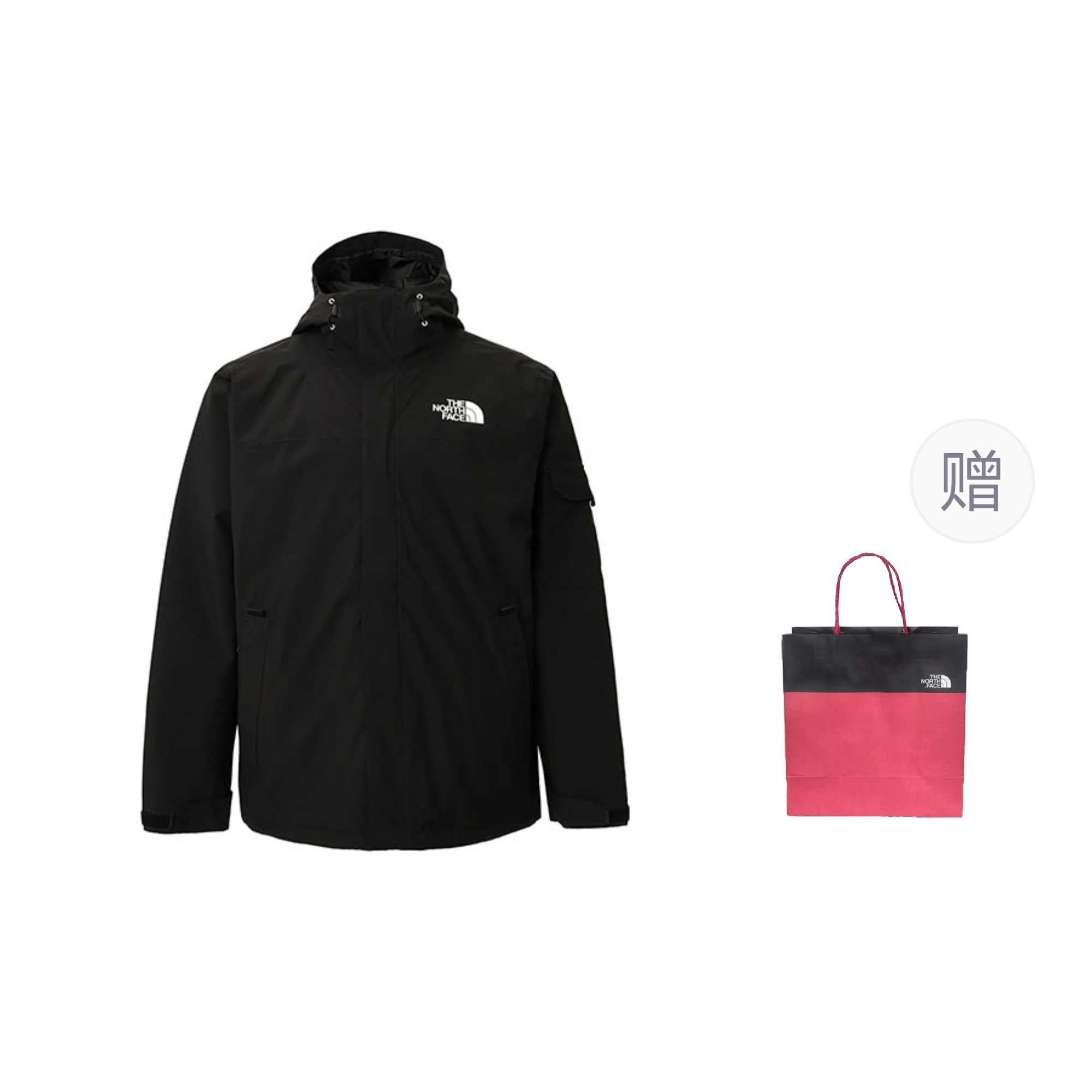 

THE NORTH FACE Коллекция одежды, куртка, пальто, мужская, черная сумка для покупок в комплекте