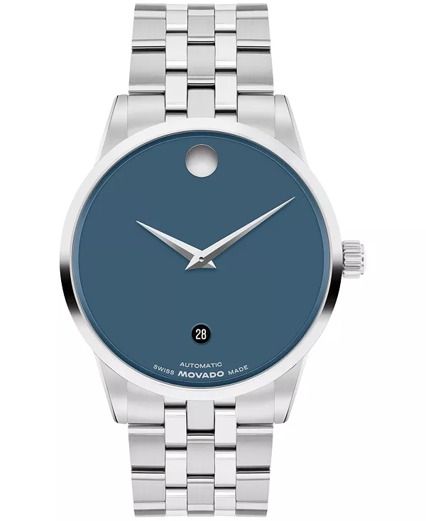 

Мужские музейные классические швейцарские автоматические часы из нержавеющей стали, 40 мм Movado, silver-tone