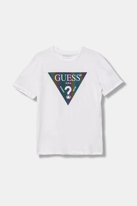 

Детская хлопковая футболка Guess, белый