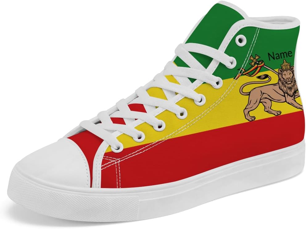 

Кеды Chebing Rasta High Top из холщовой ткани для мужчин и женщин Ямайка, высокие кроссовки на шнуровке, повседневная обувь, подарок для папы и мамы, красный/зеленый/желтый