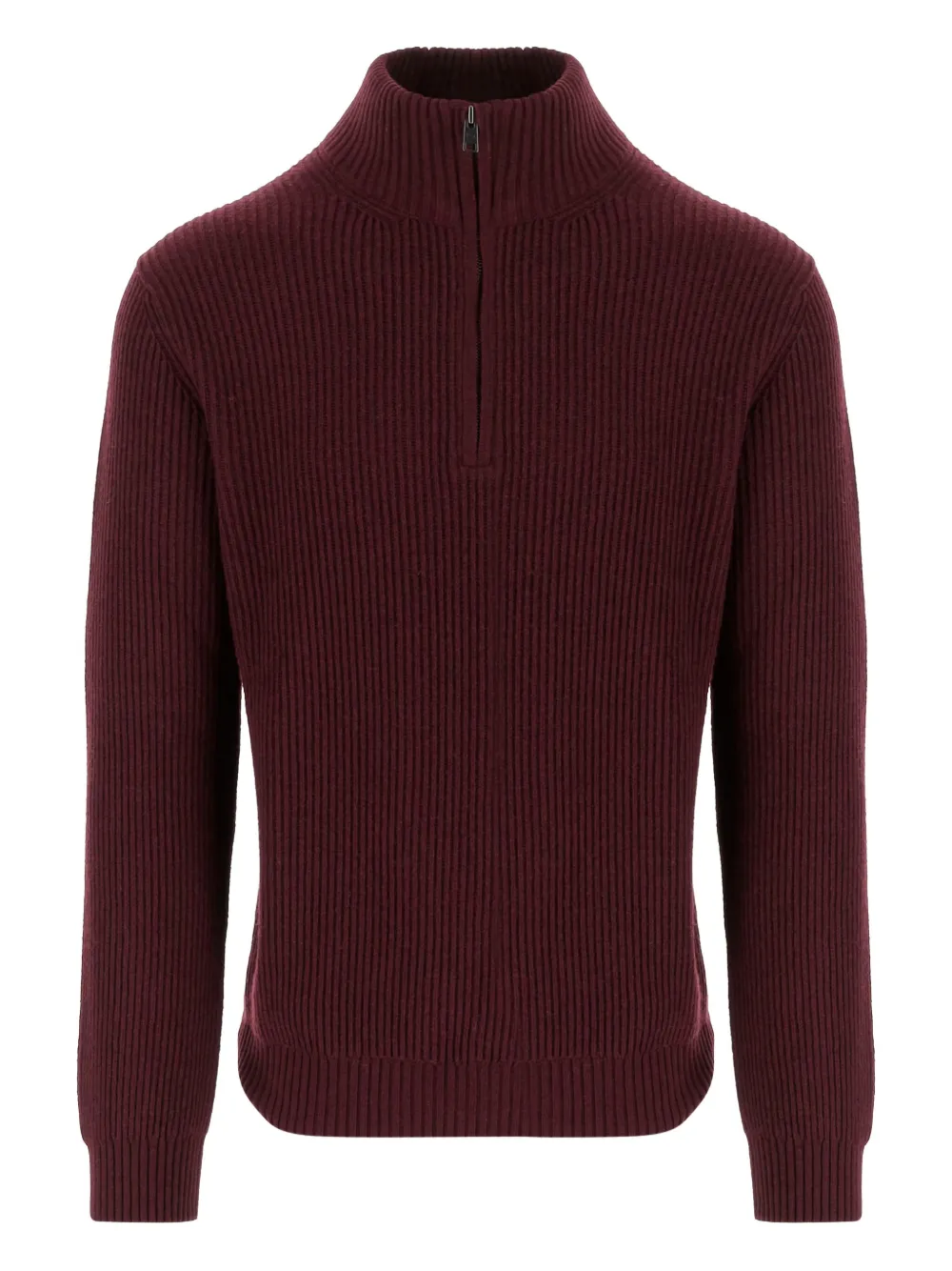 

Ребристый свитер с застежкой-молнией на половину длины WOOLRICH, красный