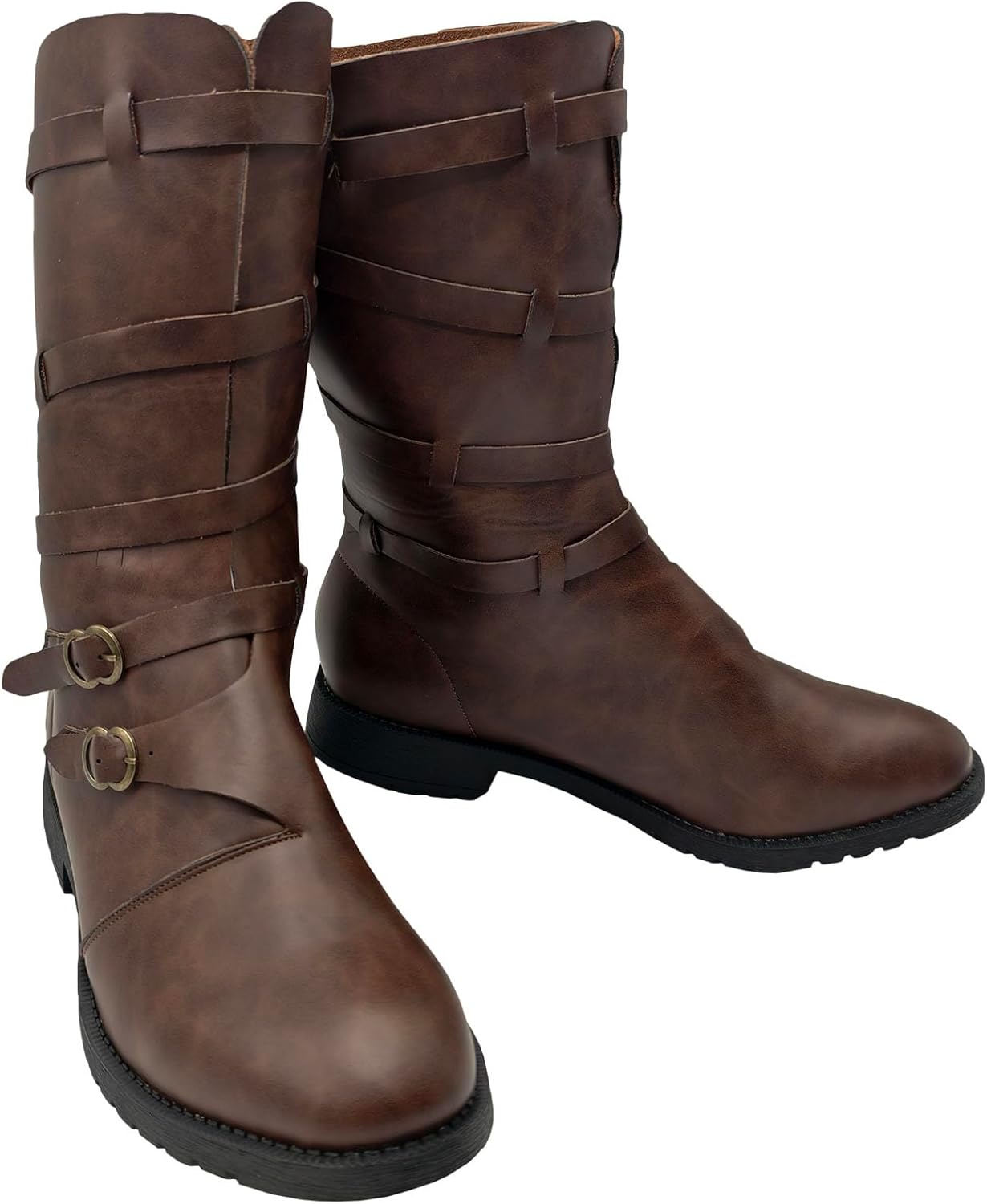 

Мужские средневековые ренессансные пиратские ботинки для Хэллоуина, винтажные викингские готические косплейные ботинки Junqiako, коричневый