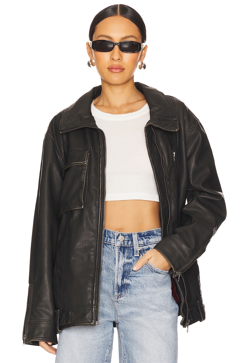 

Free People куртка из искусственной кожи с пряжкой Free People, черный